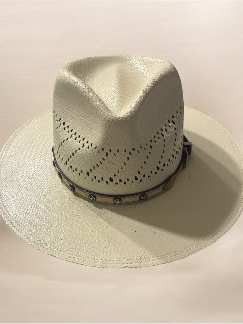 Stetson Cream Straw Western Hat with Concho Band